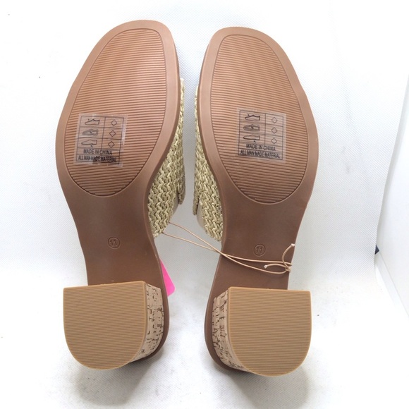 Jessica Carlyle Womens Natural Weave Stacked Heel Open Toe Mule Sandal - Picture 10 of 10